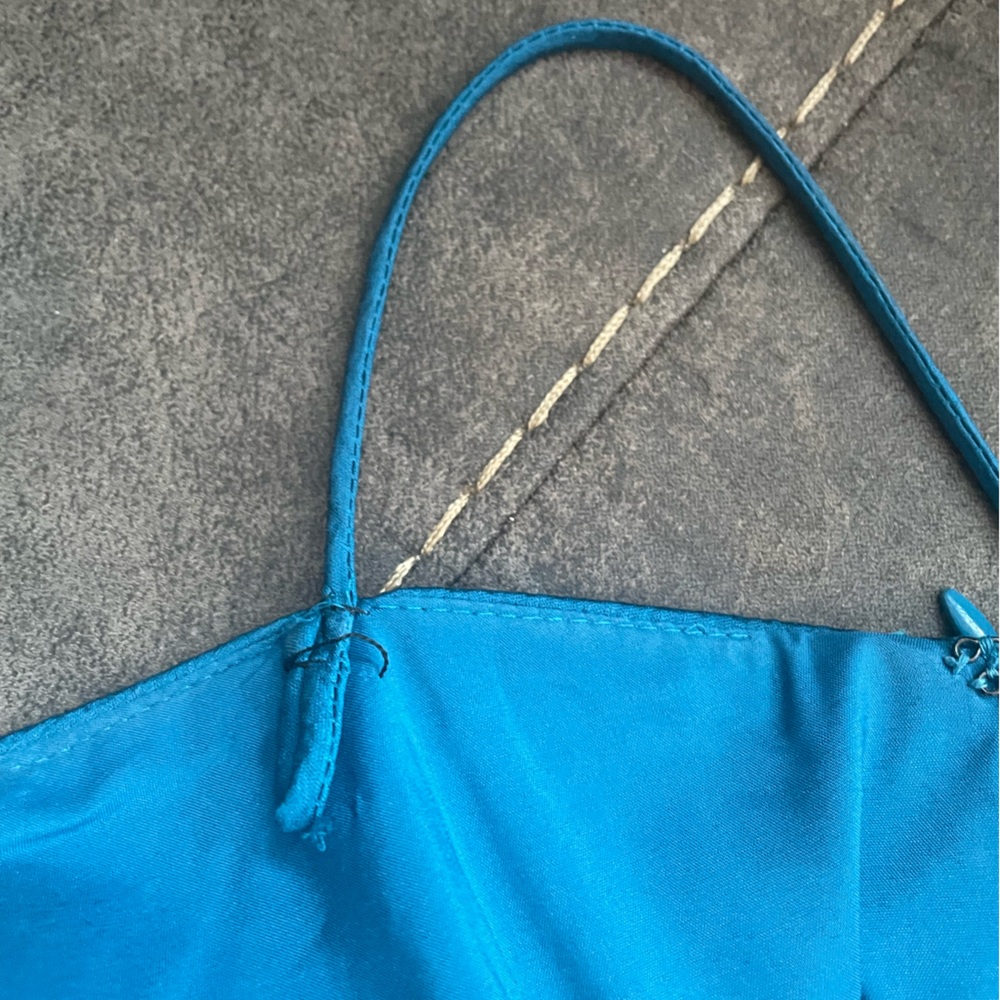 Aidan by Aidan Mattox Women's Cocktail Mini Dress Size 4 Blue Crepe Strappy Back - Picture 8 of 8